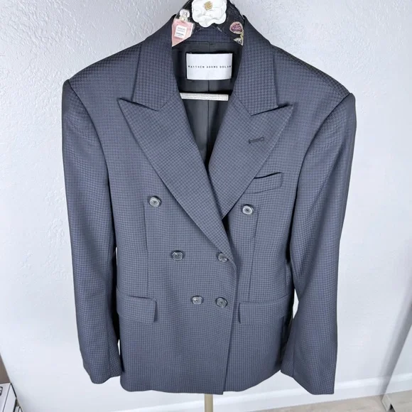 Matthew Adams Dolan Virgin Wool Gingham Blazer/Navy/Black/Small - Picture 12 of 16